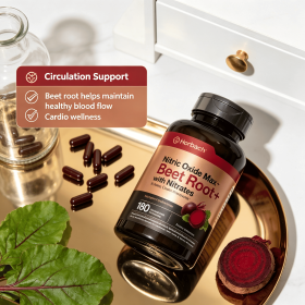 Nitric Oxide Beet Root Capsules, Beet Root Supplement with Natural Nitrates, Daily Plant-Based Nutritional Pills