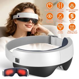 Eye Massager with Heat Air Compression & Vibration Voice Control 4 Massage Modes Wireless Music Playback Foldable Eye Massage Mask with Adjustabl
