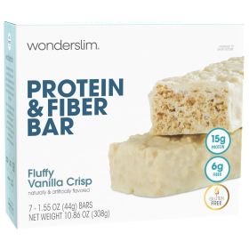 High Fiber Protein Bars, Fluffy Vanilla Crisp Satisfying, Supports Energy  Convenience, 7 Pack