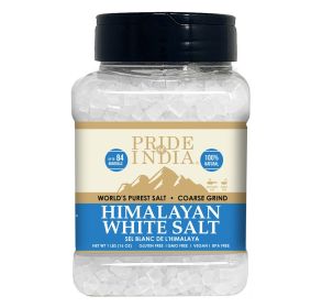 Himalayan White Salt by Pride Of India - 1lb - Rarest & Enriched W/84+ Natural Minerals- Low Sodium- Mineral Rich Nutrition and Enhanced Taste- H (Texture: Coarse Grind, size: 1 Lbs)